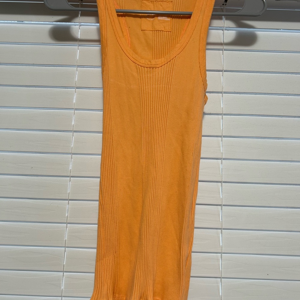Orange Ribbed Tank Top
